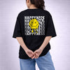 Happiness Black Oversized T-Shirt