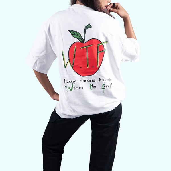 Hungry Stomach Inquire White Oversized T-Shirt