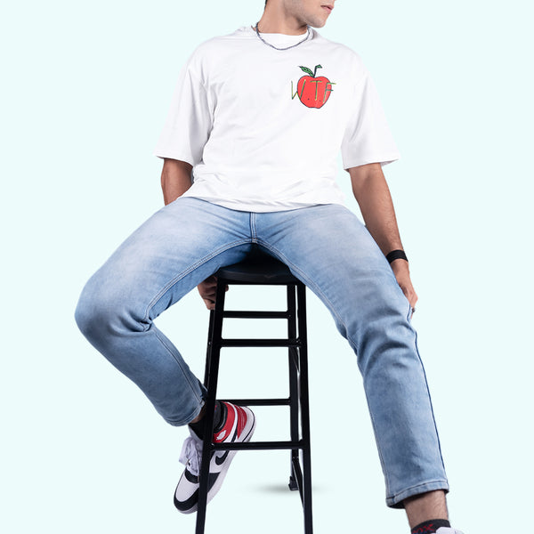 Hungry Stomach Inquire White Oversized T-Shirt