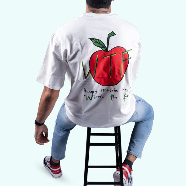 Hungry Stomach Inquire White Oversized T-Shirt