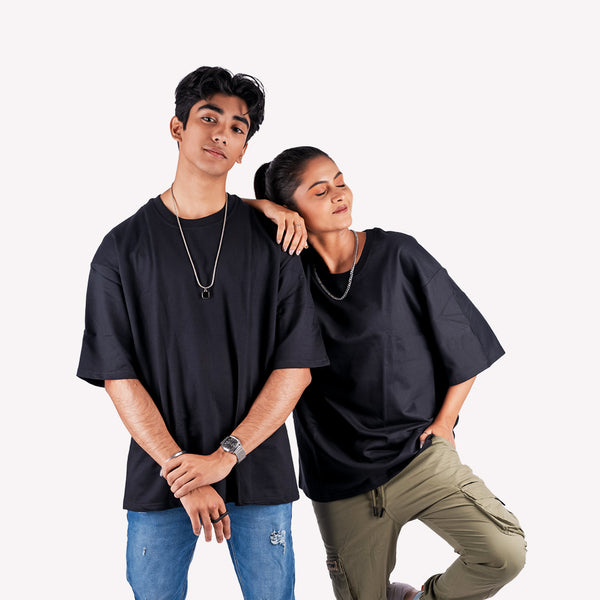 Black Solid Oversized T-Shirt