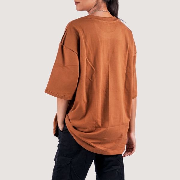 Dark Brown Solid Oversized T-Shirt