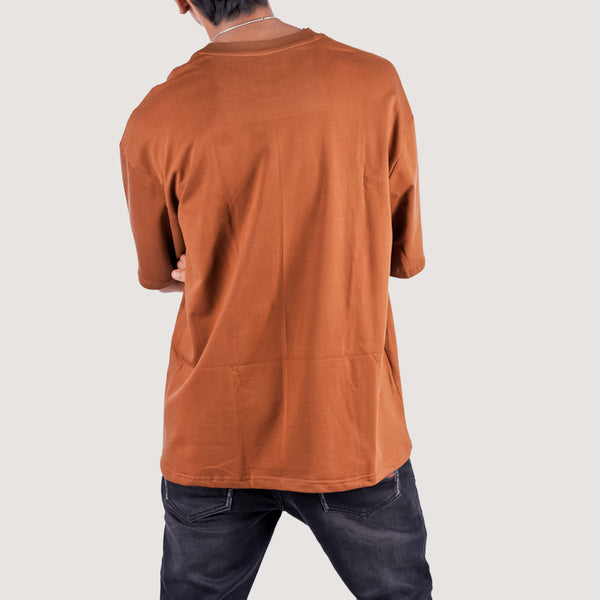 Dark Brown Solid Oversized T-Shirt