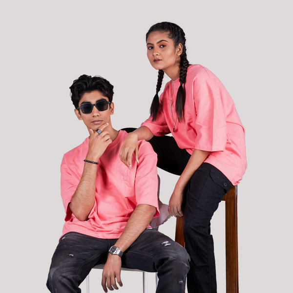 Hot Pink Solid Oversized T-Shirt