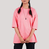 Hot Pink Solid Oversized T-Shirt