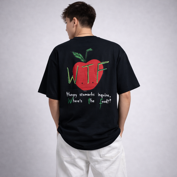 Hungry Stomach Inquire Black Oversized T-Shirt