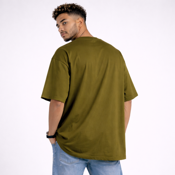 Moss Green Solid Oversized T-Shirt