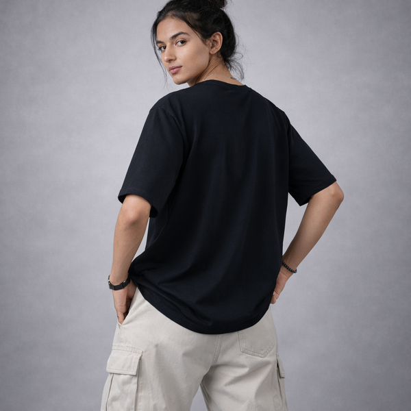 Flower Black Oversized T-Shirt