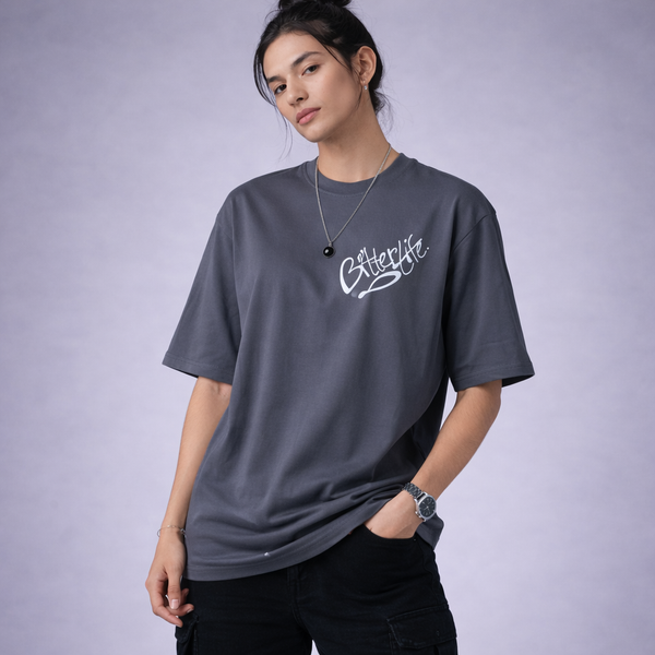 Bitter Life Gray Oversized T-Shirt
