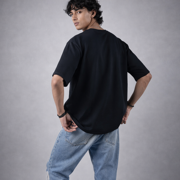 Flower Black Oversized T-Shirt