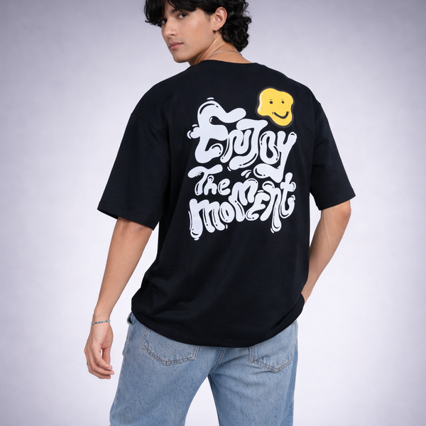 Enjoy The Moment Black Oversized T-Shirt