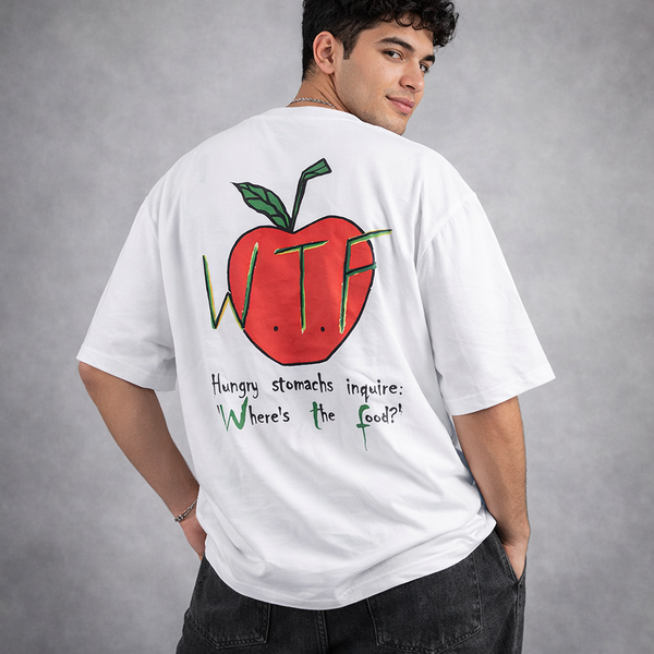 Hungry Stomach Inquire White Oversized T-Shirt