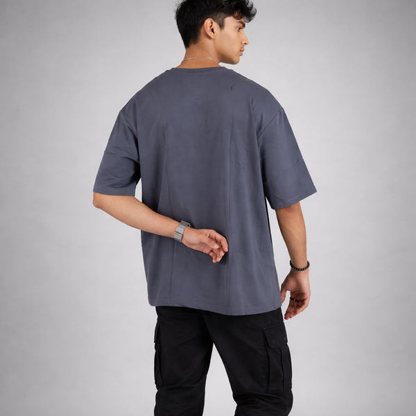 Gray Solid Oversized T-Shirt