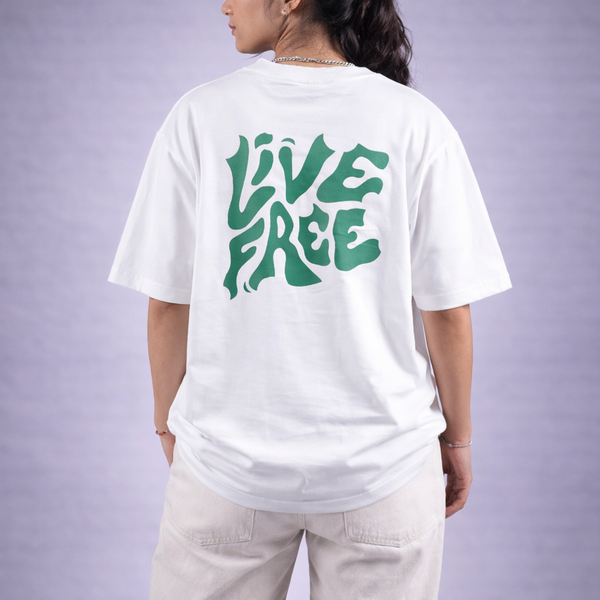 Live Free White Oversized T-Shirt