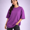 Plum Purple Solid Oversized T-Shirt