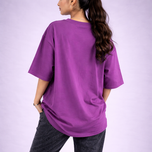 Plum Purple Solid Oversized T-Shirt