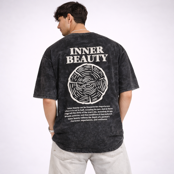 Inner Beauty Acid Wash Black Oversized T-Shirt
