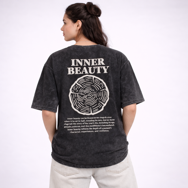 Inner Beauty Acid Wash Black Oversized T-Shirt