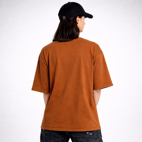 Dark Brown Solid Oversized T-Shirt