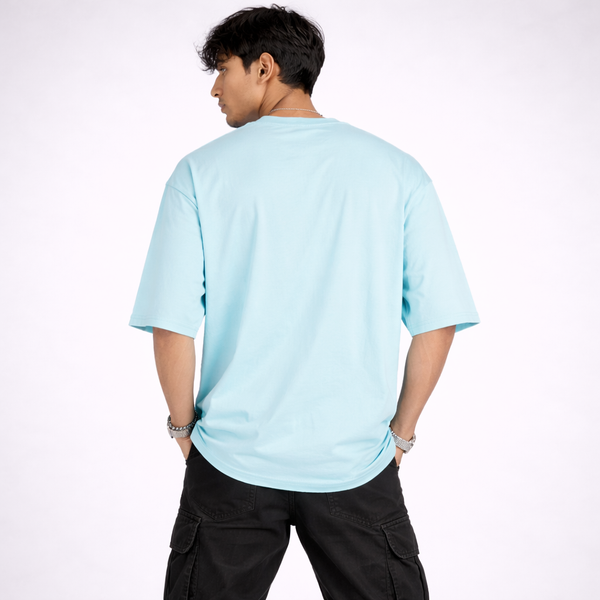 Aruba Blue Solid Oversized T-Shirt