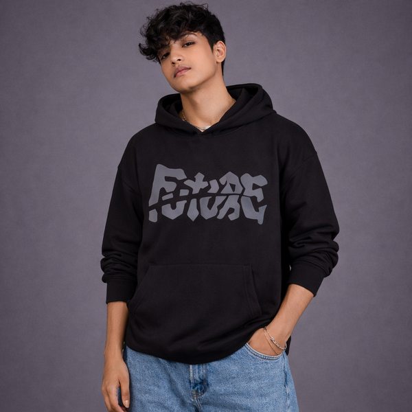 Future Statement Oversized Black Hoodie