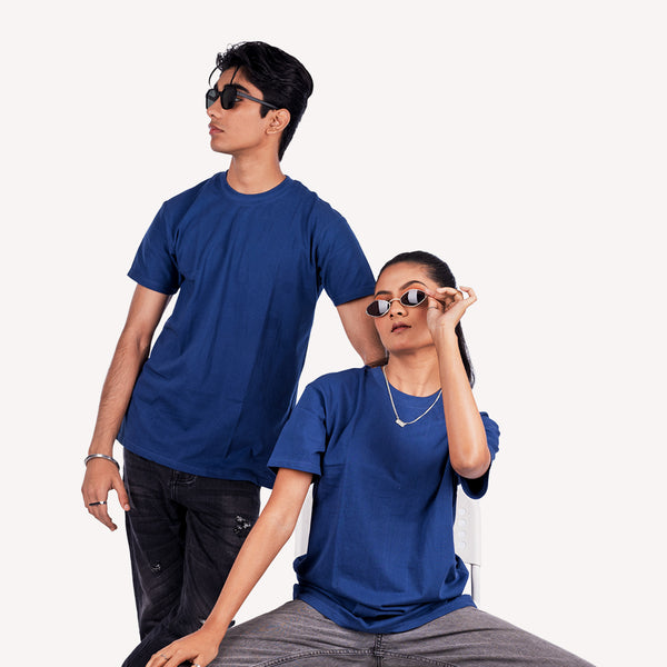 Blue Solid Slim Fit T-Shirt