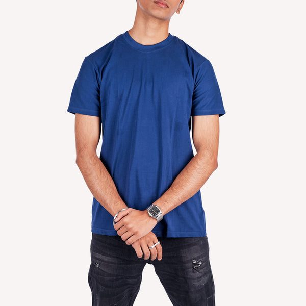 Blue Solid Slim Fit T-Shirt