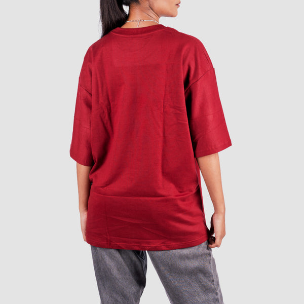 Maroon Solid Oversized T-Shirt