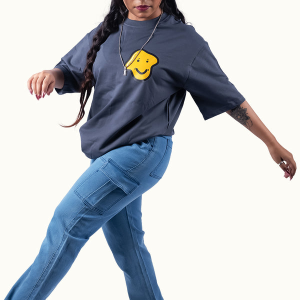 Enjoy The Moment Gray Oversized T-Shirt