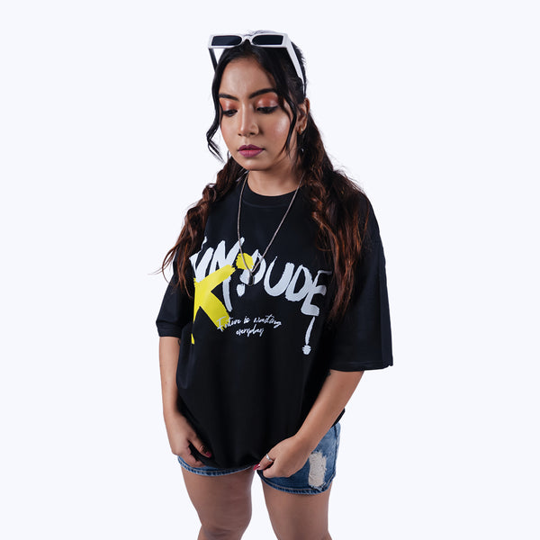 Fun Dude Black Oversized T-Shirt
