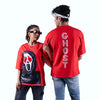 Red Ghost Motif Oversized T-Shirt