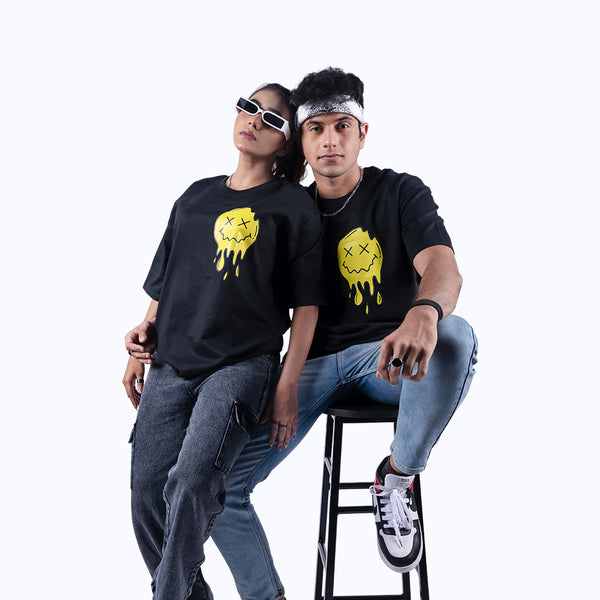 Happiness Black Oversized T-Shirt