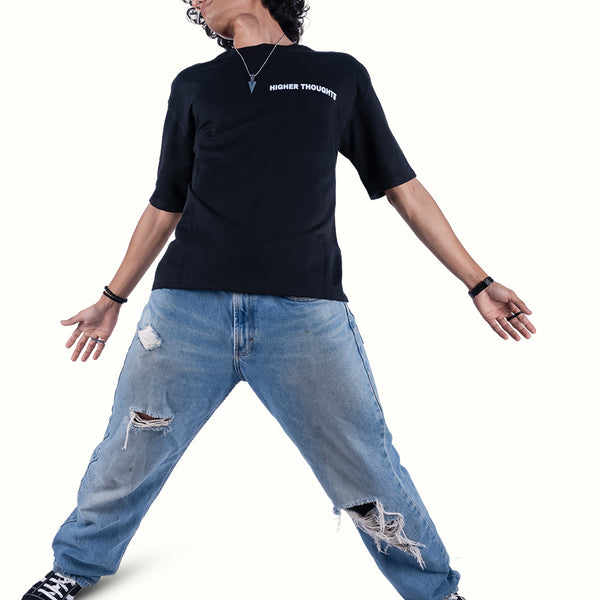 Higher Thoughts Black Oversized T-Shirt