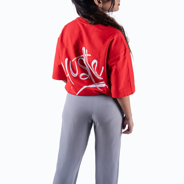 Hustle Red Oversized T-Shirt