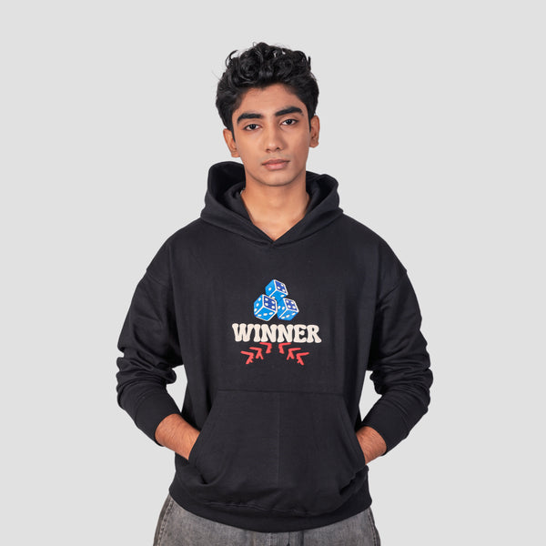 Winner Oversized Black Hoodie