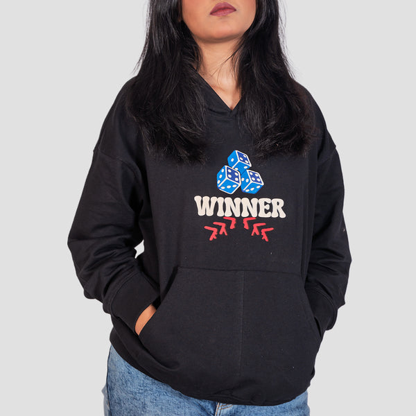 Winner Oversized Black Hoodie