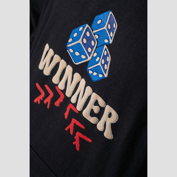 Winner Oversized Black Hoodie