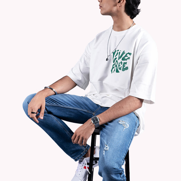 Live Free White Oversized T-Shirt