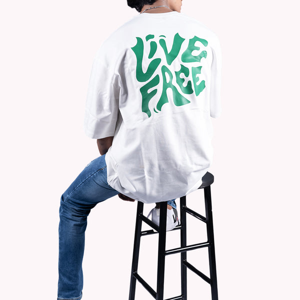 Live Free White Oversized T-Shirt