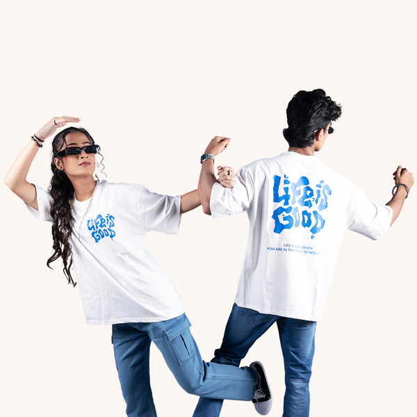 Life is Good White Oversized T-Shirt
