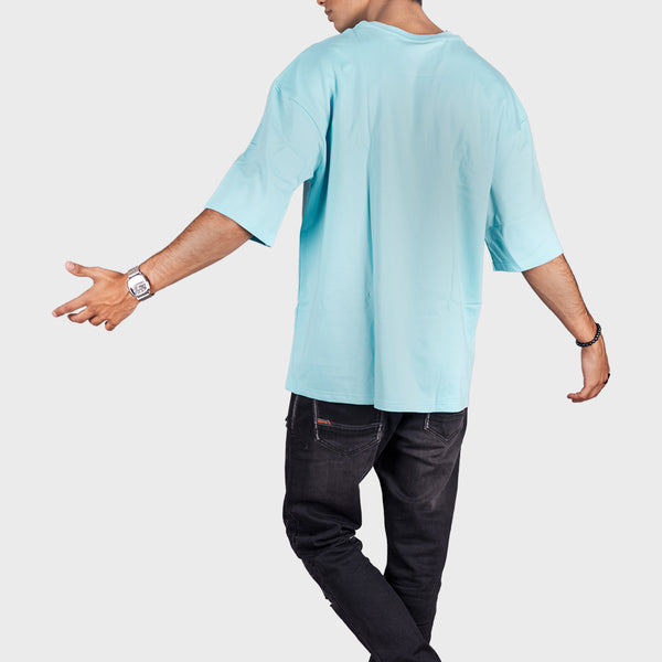 Aruba Blue Solid Oversized T-Shirt