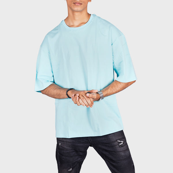 Aruba Blue Solid Oversized T-Shirt