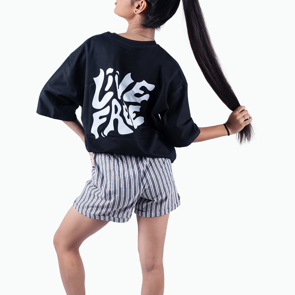 Live Free Black Oversized T-Shirt