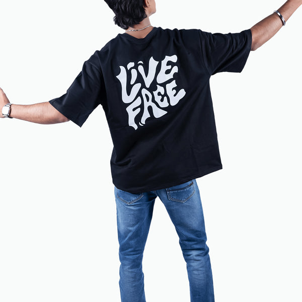 Live Free Black Oversized T-Shirt