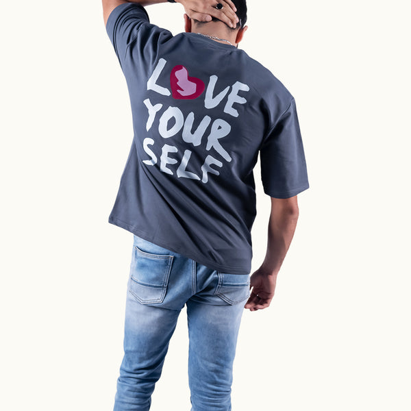 Love Yourself Gray Oversized T-Shirt