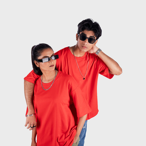 Red Solid Oversized T-Shirt