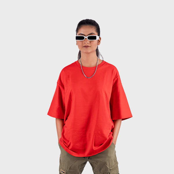 Red Solid Oversized T-Shirt