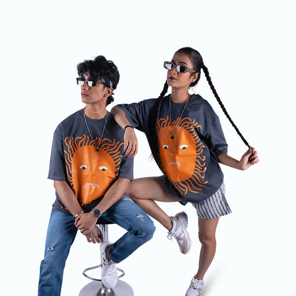 Beat The Heat Gray Oversized T-Shirt