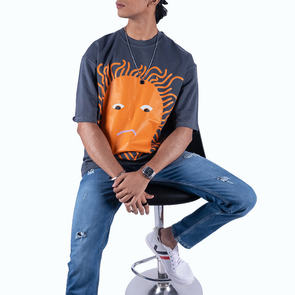 Beat The Heat Gray Oversized T-Shirt