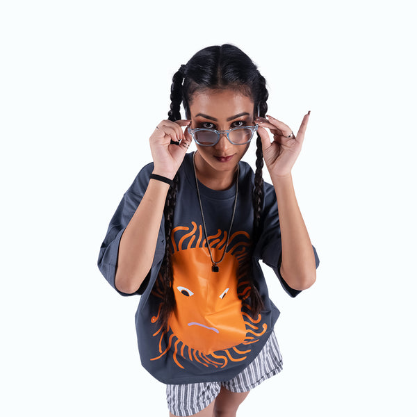 Beat The Heat Gray Oversized T-Shirt